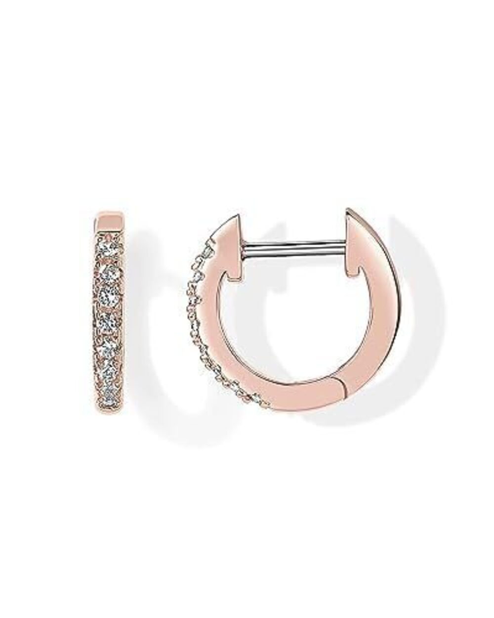 3033 18K Rose Gold Vermeil Post Cubic Zirconia Cuff Earring Huggie Stud